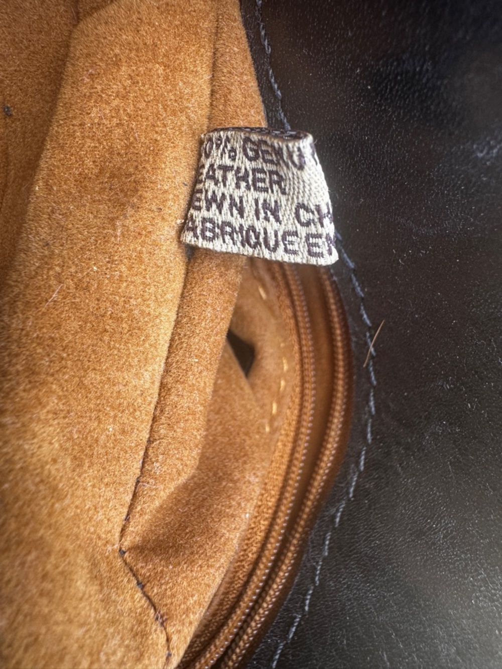 Patricia Nash Black Leather Crossbody Bag Tan Suede Interior Flap Snap - Picture 9 of 15